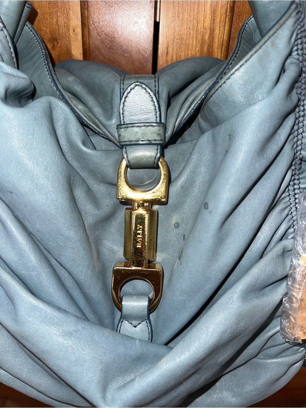 Vintage Bally Lambskin Nappa Leather Hobo | Slate Blue | Gold Hardware | Italy - Picture 12 of 16